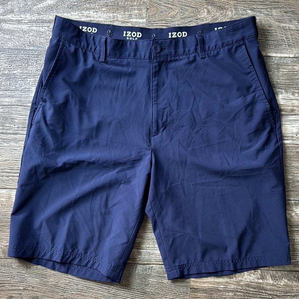 Izod Blue Flat Front Shorts for Casual Wear